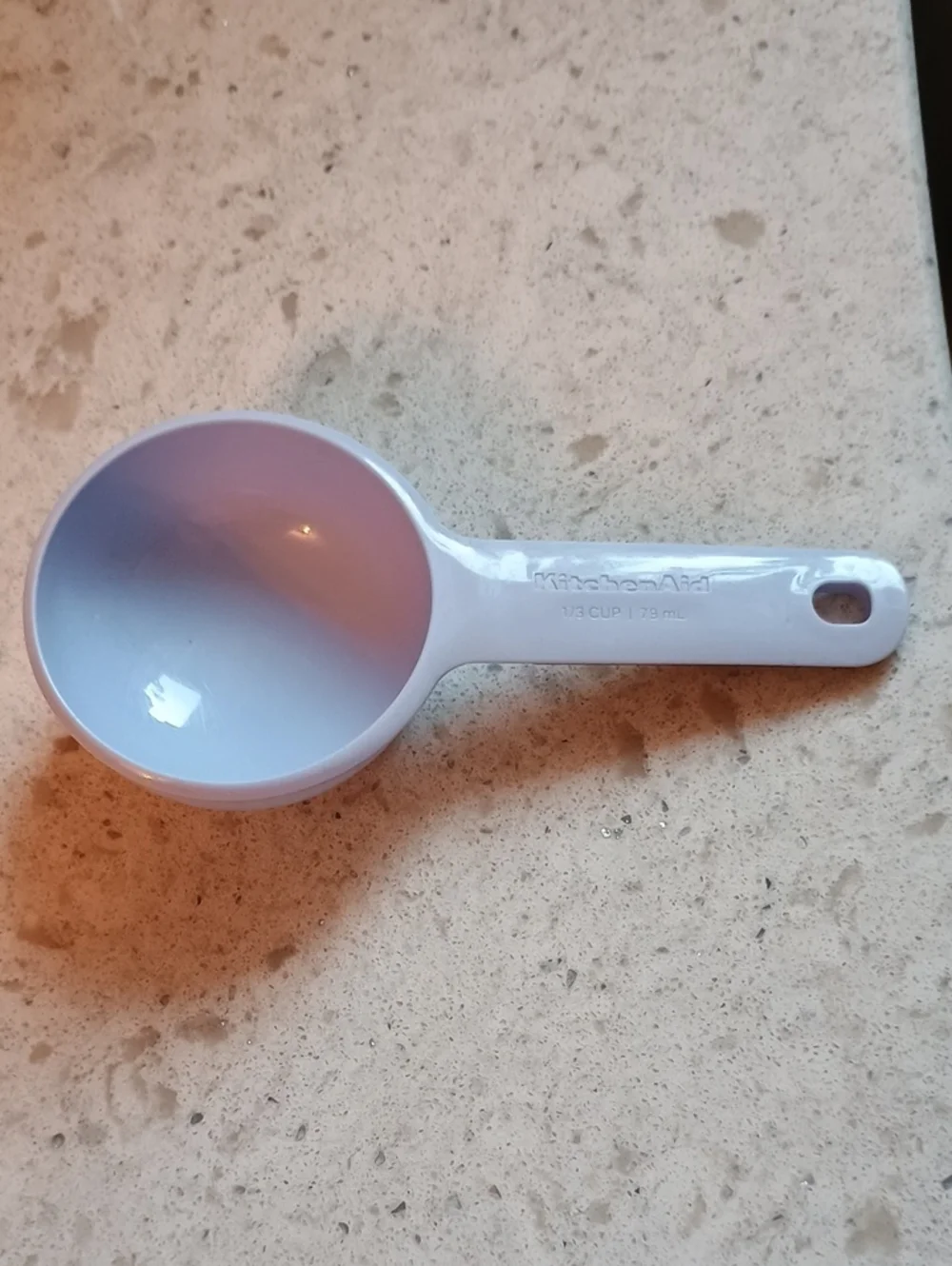 3 Piece Set KitchenAid Lavender Plastic Cup Measuring Scoop, 1, 1/3, 1/4 Cup